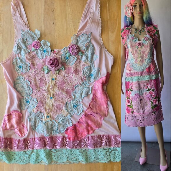 Pink Rose Boudoir Blouse | Roselani Jasmin | Size Small - Medium - Picture 2 of 10